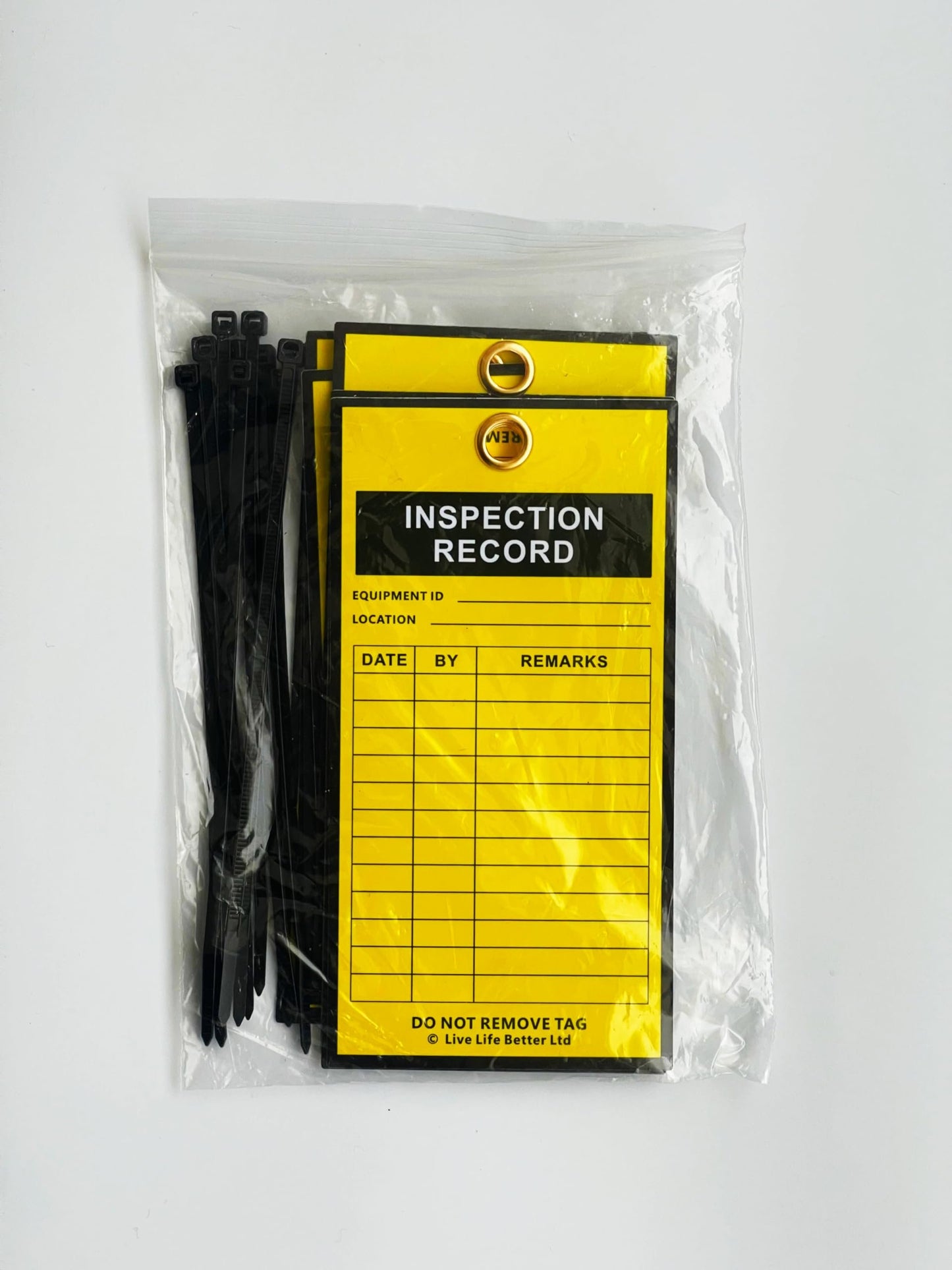 LIVELIFEBETTER® Inspection Tags - Set of 10 with Cable Ties for Equipment Checks, Isolation Warnings & Records, Indoor/Outdoor Use