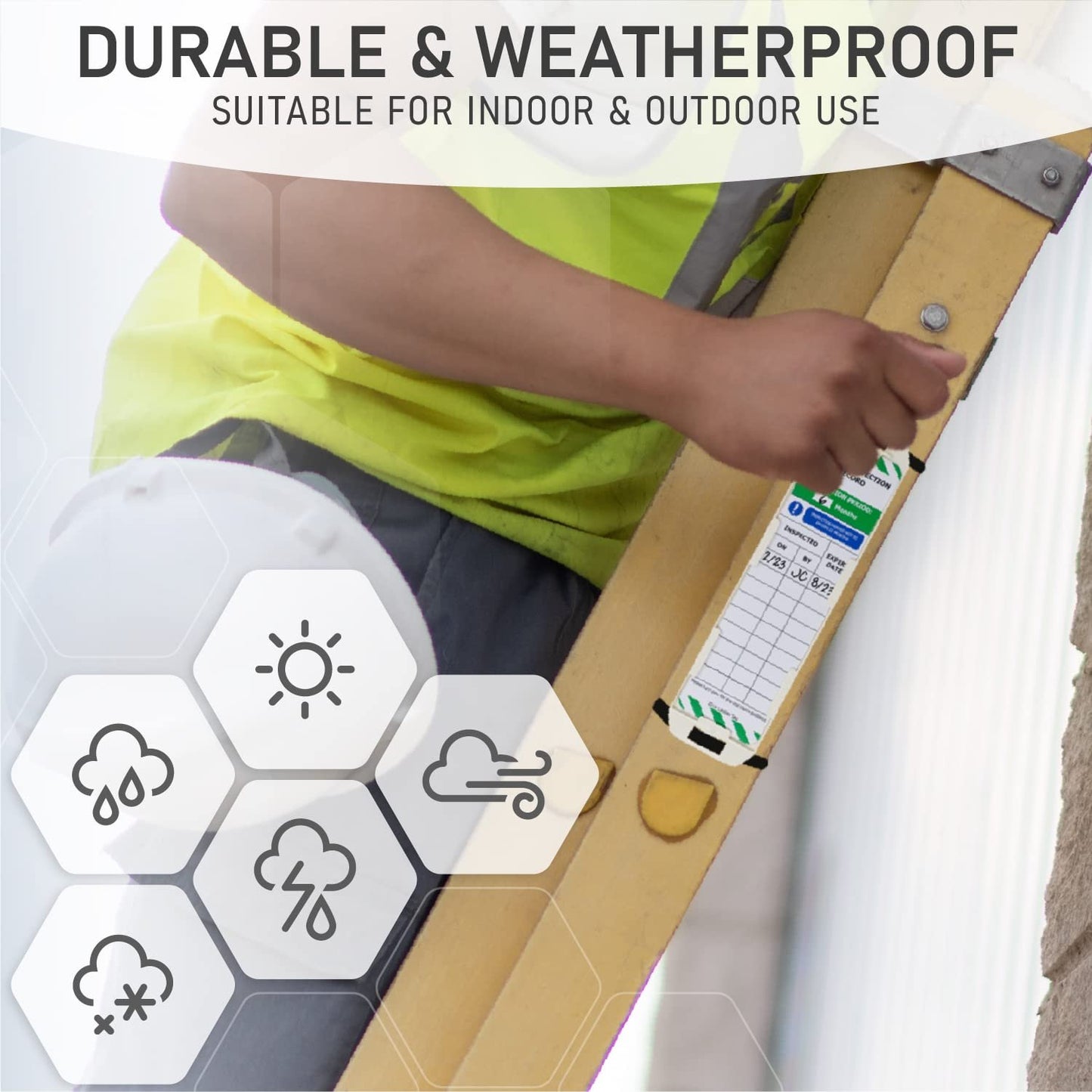 LIVELIFEBETTER® Ladder Tags - 10 Holders and 20 Ladder Inspection Tag Inserts - Full Pack - Fits All Ladder Types & Other Equipment - Suitable for Indoor & Outdoor Use