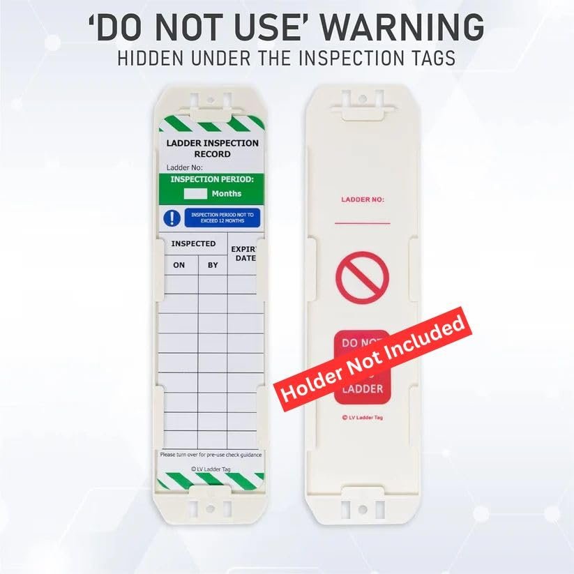 LIVELIFEBETTER® Ladder Tag - 10 Inserts - For Ladder Safety Inspection - Durable Polypropylene (PP) Tags - UK:HSE Compliant