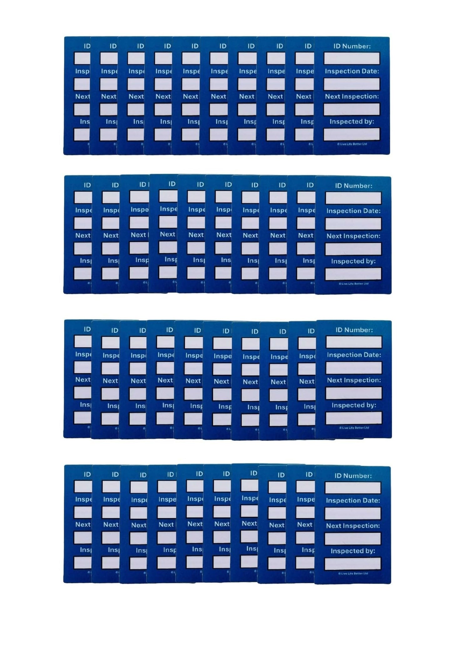 LIVELIFEBETTER® Harness Inspection Mini Tags and Inserts - Pack of 40 Inserts (No Holders)