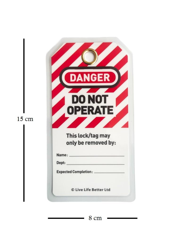 LIVELIFEBETTER® Lockout Tagout Tags - Set of 10 Tags and Cable Ties, Loto Tags for Equipment Lockout, Isolation Warning & Record Tags, Do Not Operate Tags, Energy Source Locked Out Tags