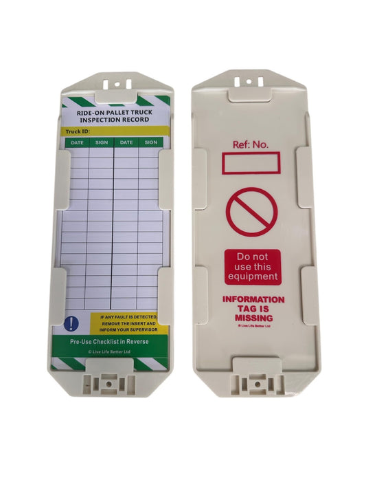 Ride-On Pallet Truck Inspection Record Tags - Holder and Inserts