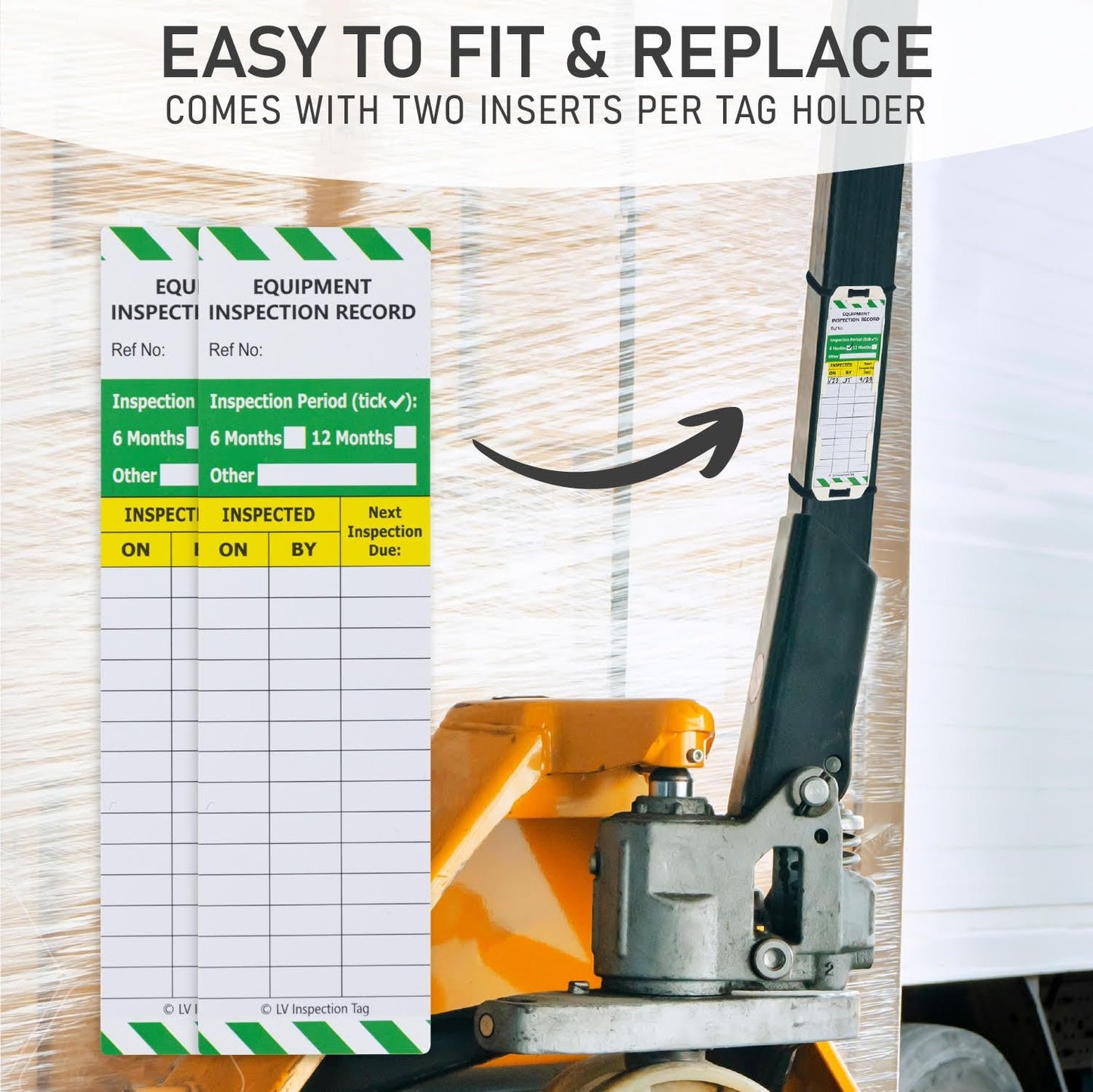 Equipment Safety Inspection Inserts - Set of 10 inserts - Show equipment has been inspected (LOLER/PUWER) and fit for use