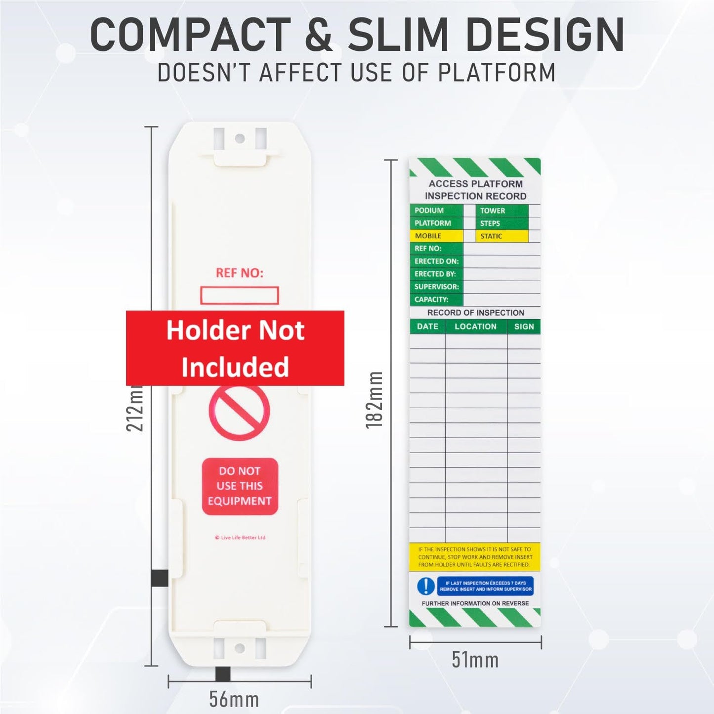 LIVELIFEBETTER® Access Platform Inspection Inserts - Set of 10 for Podiums, Towers, Platforms & Steps - Mobile/Static, Indoor/Outdoor Use