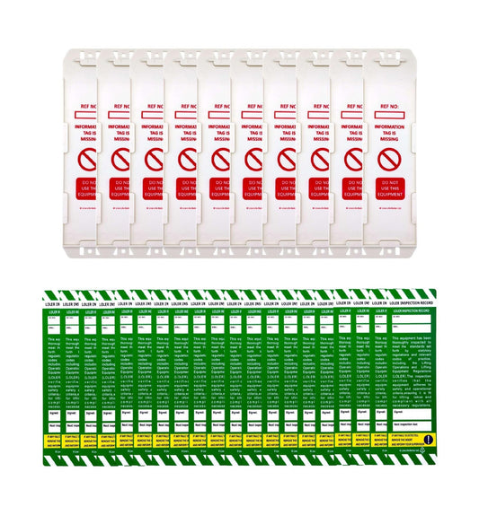 LIVELIFEBETTER® LOLER Inspection Record Tags - Holder and Insert - Safety Inspection Record for Lifting Equipment