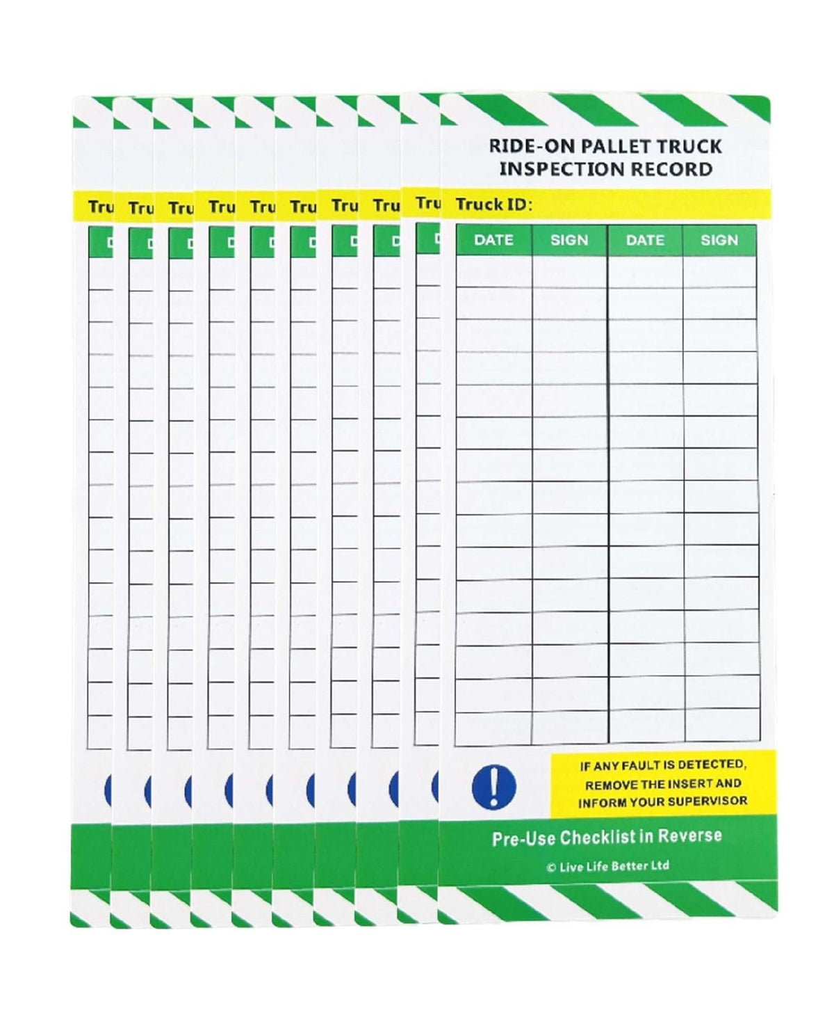 Pallet Rack Inspection Tag LIVELIFEBETTER® Ride-On Pallet Truck Inspection Record Tags - Holder a ...
