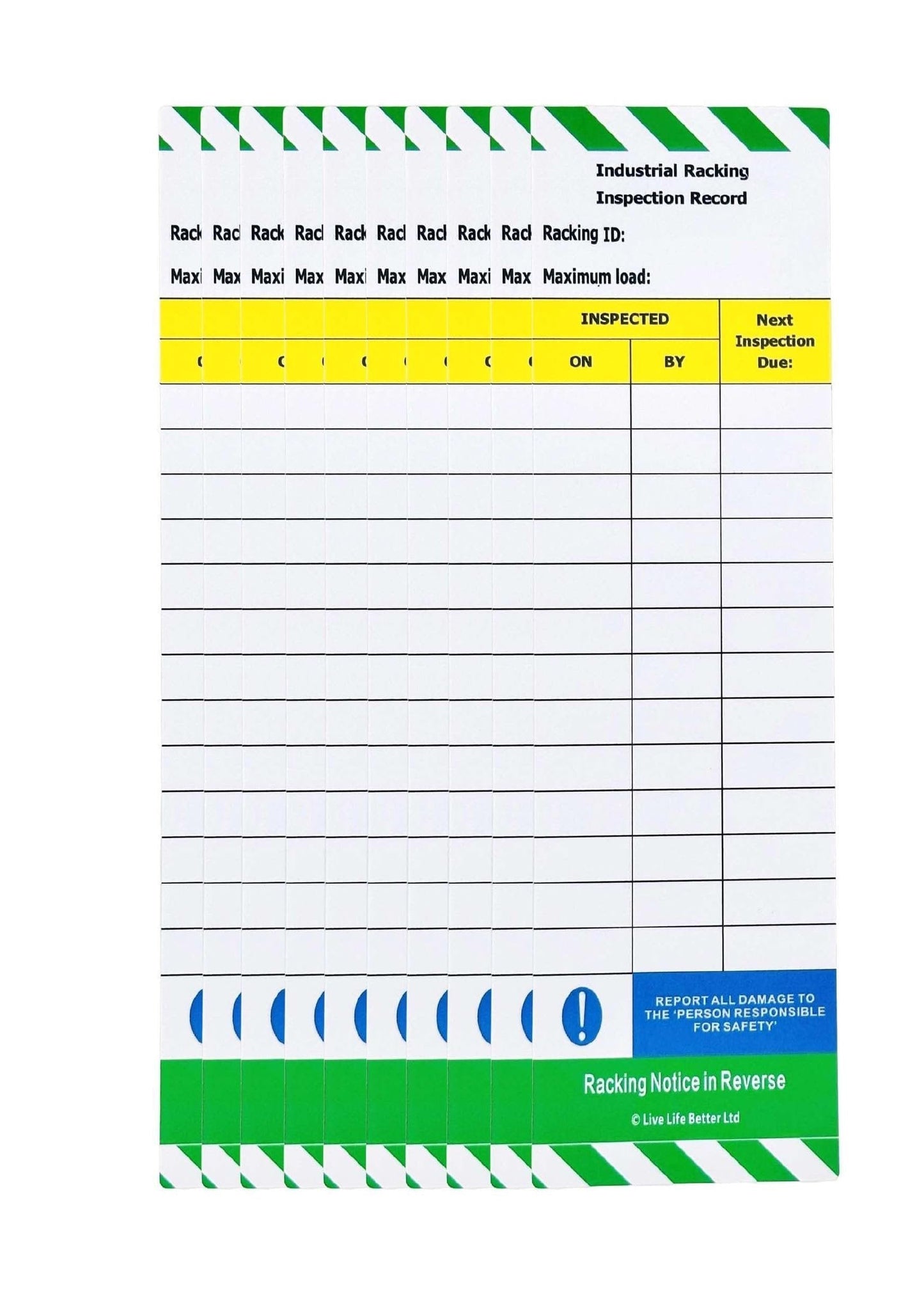 LIVELIFEBETTER® Industrial Racking Inspection Record Tags - Holder and ...