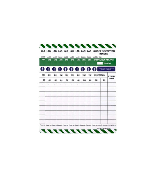 LIVELIFEBETTER® Ladder Tag - 10 Inserts - For Ladder Safety Inspection - Durable Polypropylene (PP) Tags - UK:HSE Compliant