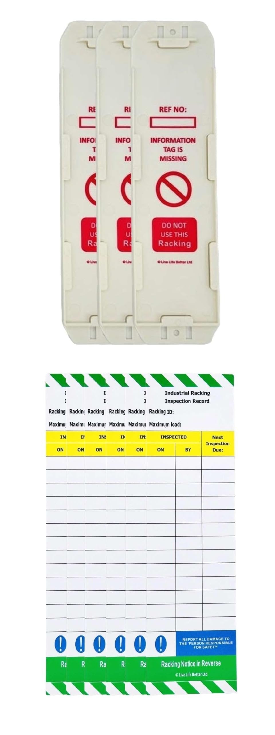 Better Racking Iaf LIVELIFEBETTER® Industrial Racking Inspection Record Tags - Holder and ...
