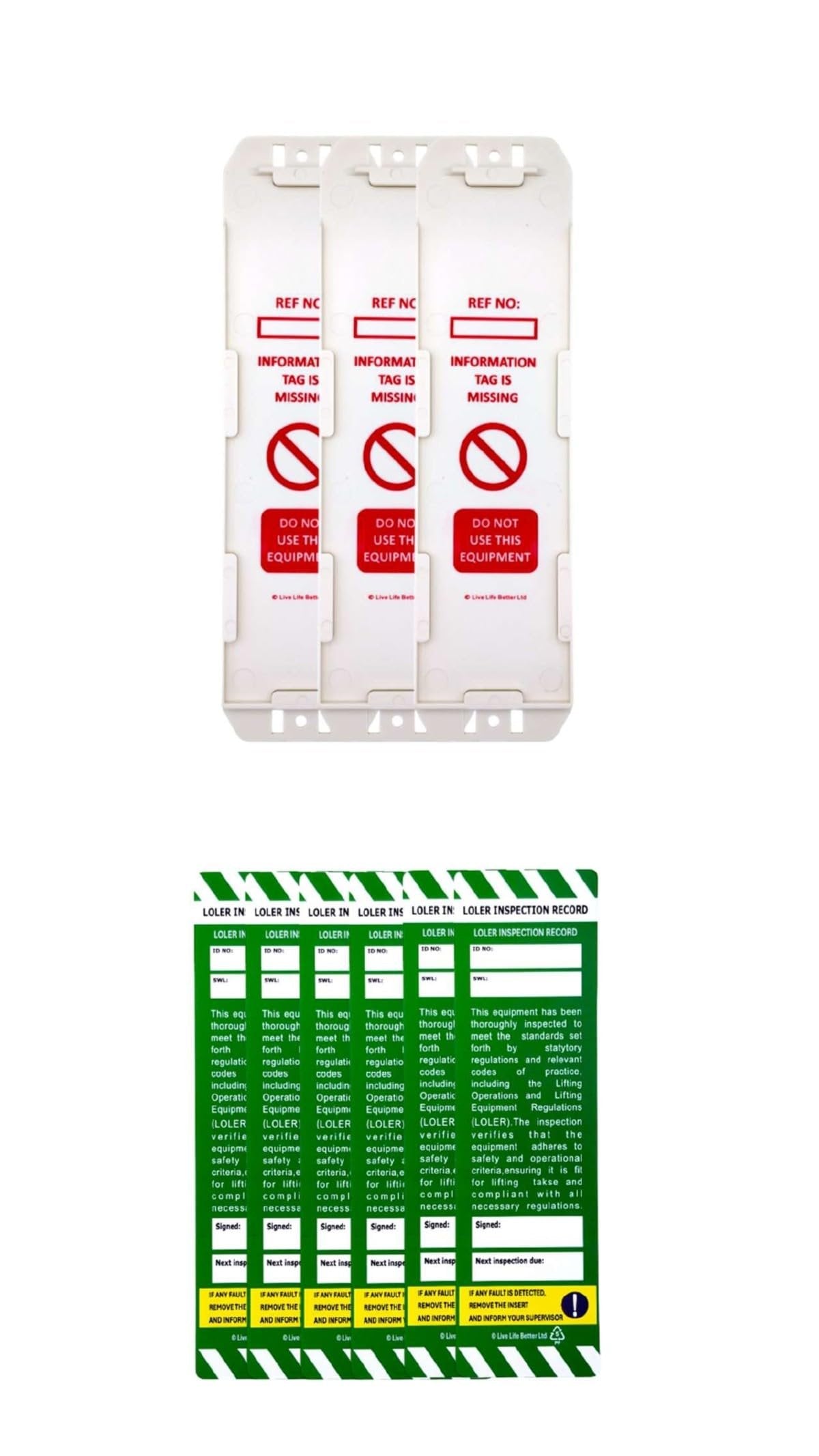 LIVELIFEBETTER® LOLER Inspection Record Tags - Holder and Insert - Saf ...