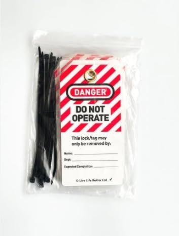 LIVELIFEBETTER® Lockout Tagout Tags - Set of 30 Tags and Cable Ties, L ...