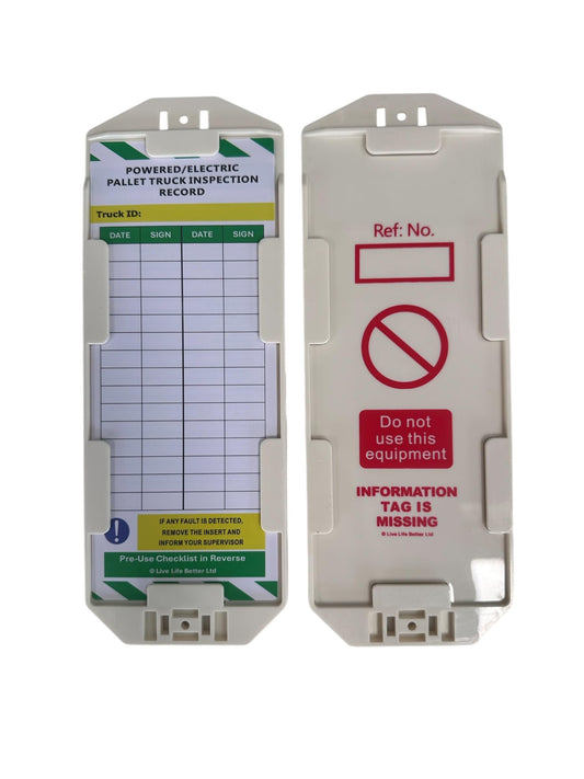 Powered/Electric Pallet Truck Inspection Record Tags - Holder and Inserts