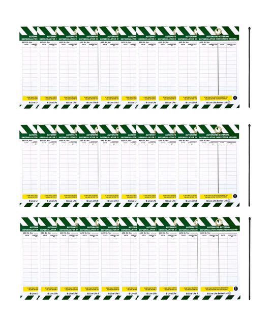 LIVELIFEBETTER® Automated External Defibrillator (AED) Inspection Record Tags – Maintenance Record – Durable Polypropylene (PP) for Workplace Safety & Compliance