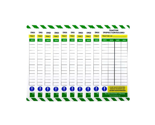 LIVELIFEBETTER® Tractor Inspection Tags - Holders and Inserts - Pre-Use Checklist and Daily Safety Record System