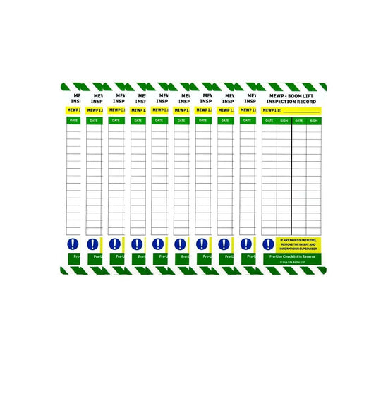 LIVELIFEBETTER® MEWP Boom Lift Inspection Tag Kit – Holders and Inserts - Pre-Use Checklist and Daily Inspection Record for Elevated Work Platforms