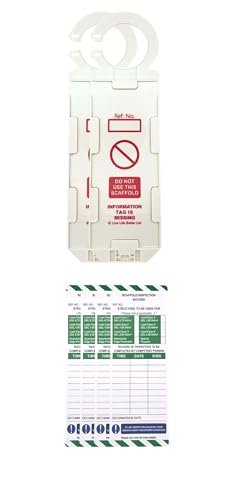 LIVELIFEBETTER® Scaffold Inspection Record Tags - 2 Holders and 4 Inserts - Fits All Scaffold Types, Suitable for Indoor and Outdoor use.