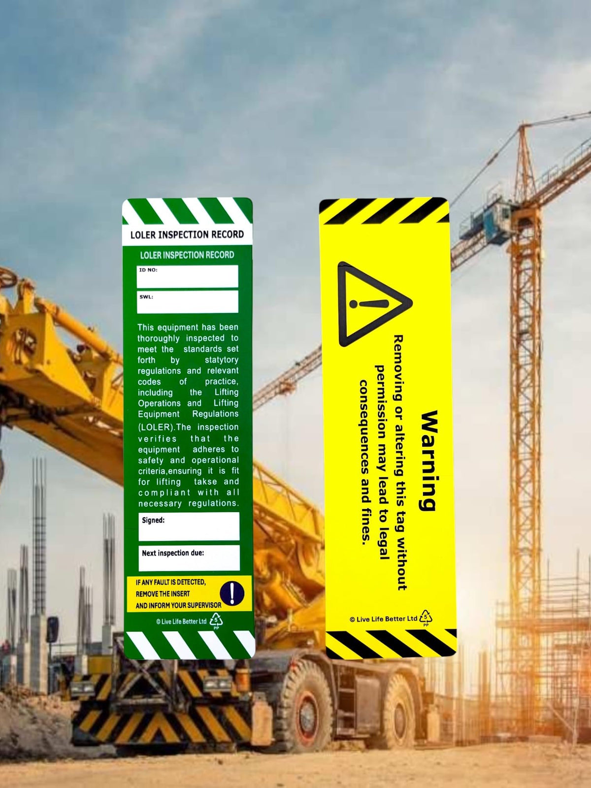 LIVELIFEBETTER® LOLER Inspection Record Tags - Holder and Insert - Saf ...