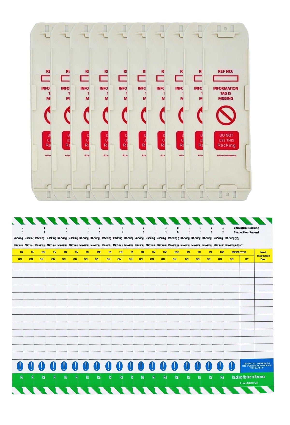 LIVELIFEBETTER® Industrial Racking Inspection Record Tags - Holder and ...