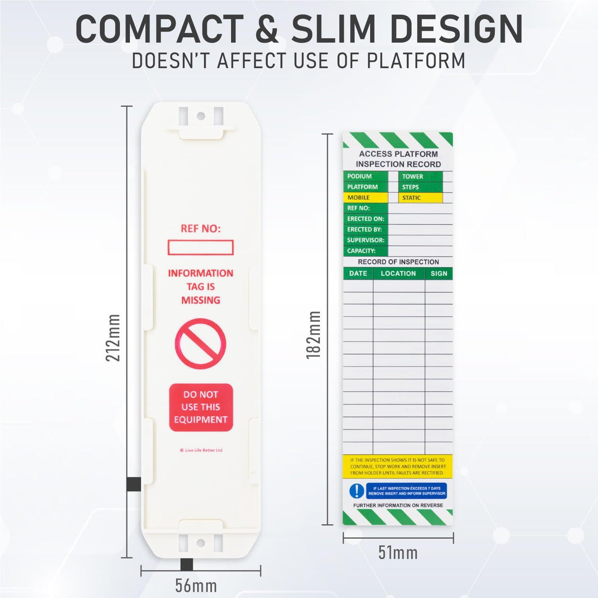 LIVELIFEBETTER® Access Platform Inspection Tags - 5 Holders and 10 Ins ...