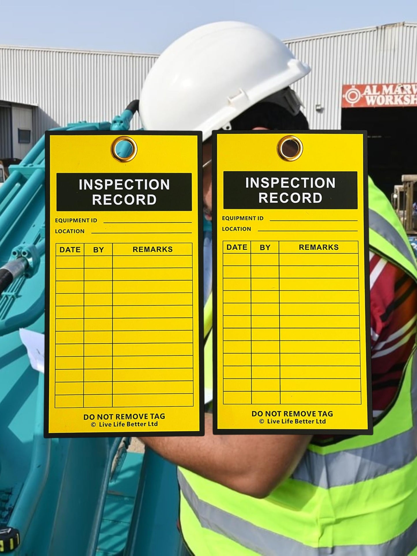 LIVELIFEBETTER® Inspection Tags - Set of 10 with Cable Ties for Equipment Checks, Isolation Warnings & Records, Indoor/Outdoor Use