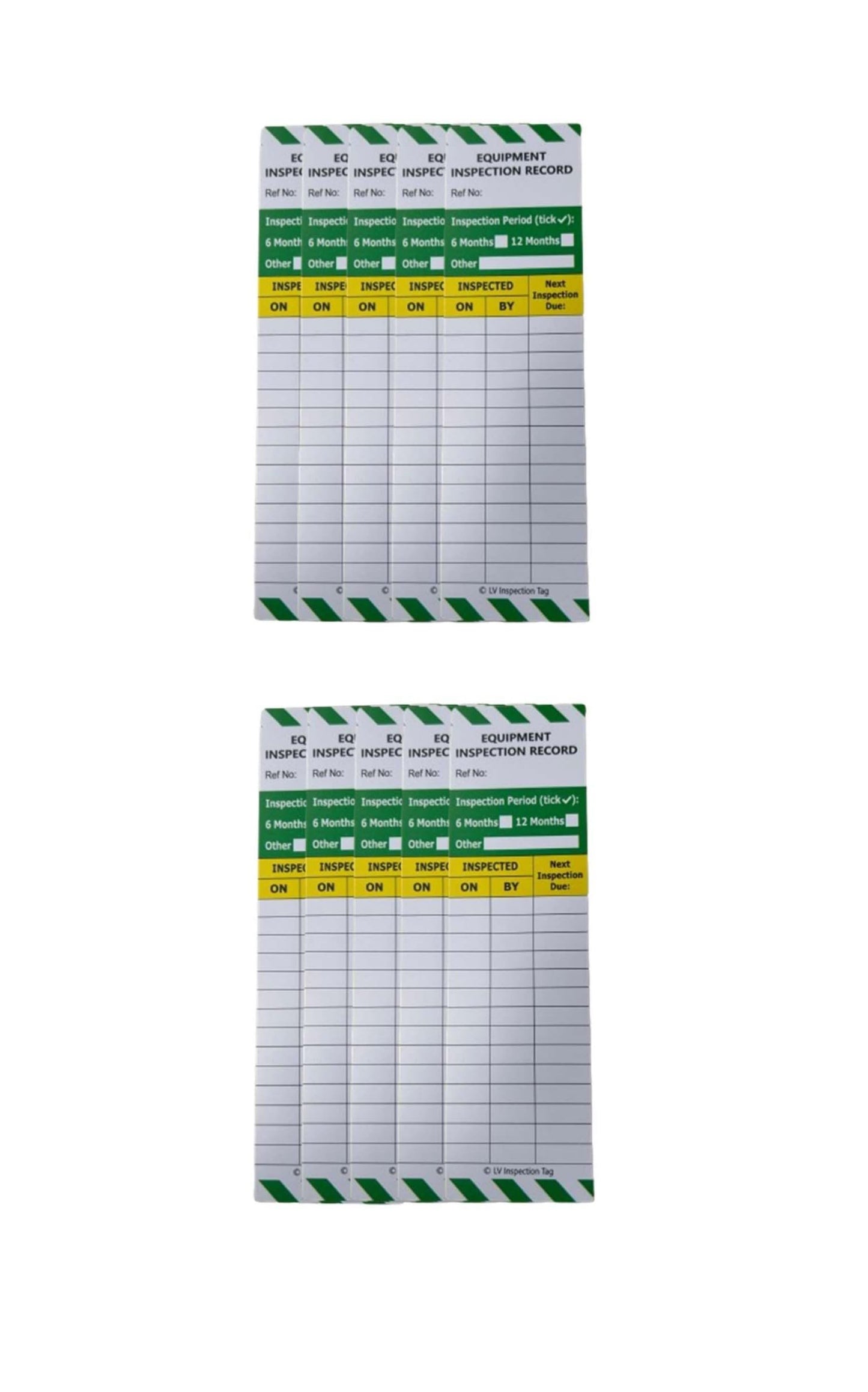 Equipment Safety Inspection Inserts - Set of 10 inserts - Show equipment has been inspected (LOLER/PUWER) and fit for use